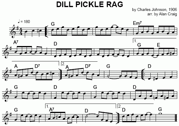 Dill Pickle Rag notation