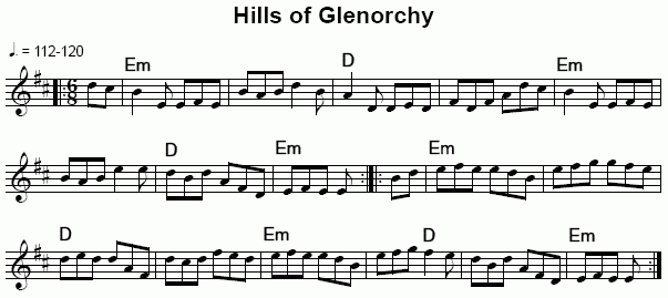hills of glenorchy music notation