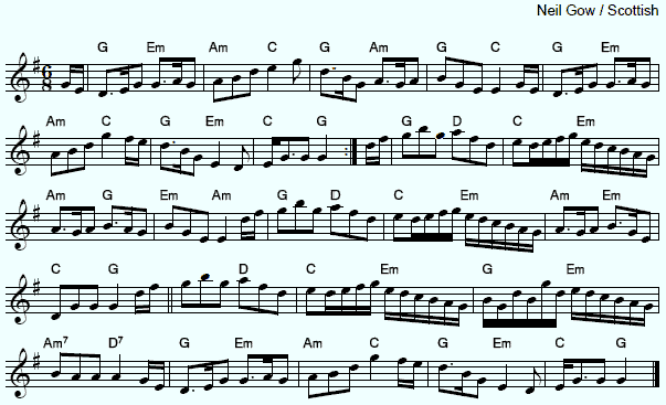 Neil Gow's Lament notation