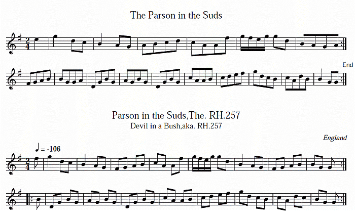 notation: The Parson in the Suds